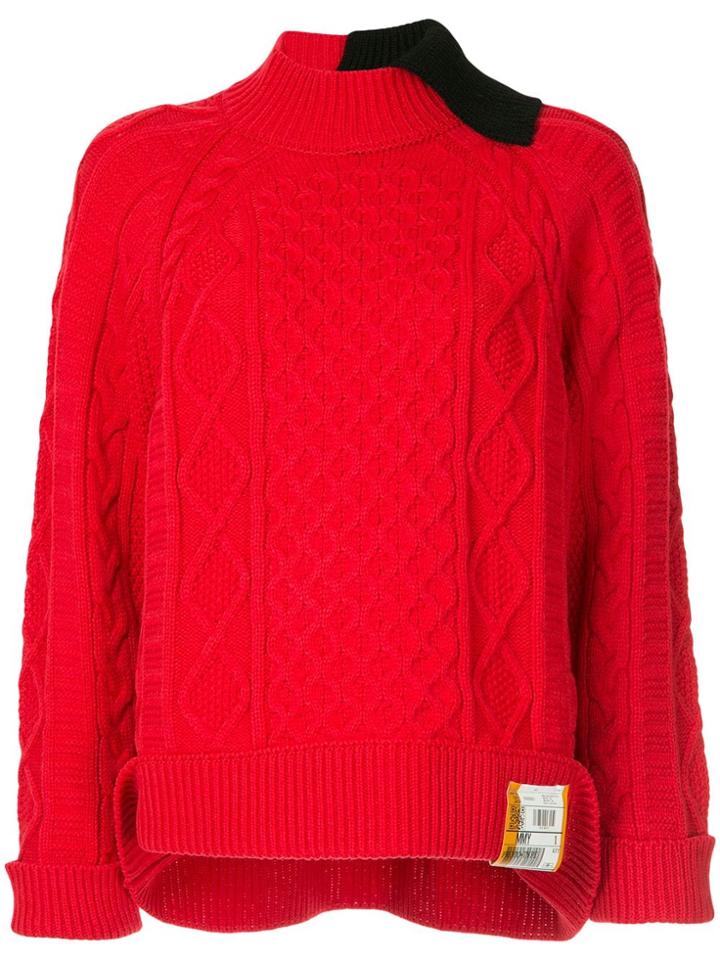 Maison Mihara Yasuhiro Cable Knit Jumper - Red