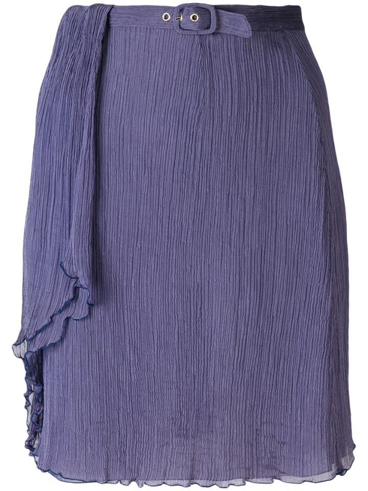 Giorgio Armani Vintage Creased Belted Skirt - Pink & Purple
