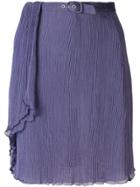 Giorgio Armani Vintage Creased Belted Skirt - Pink & Purple