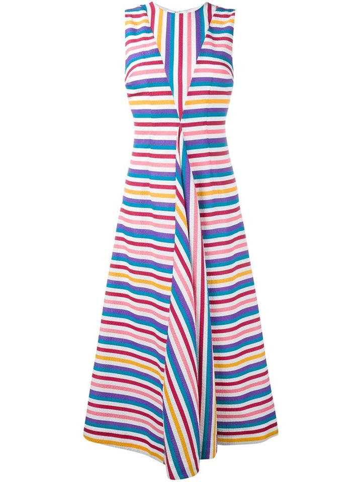 Emilia Wickstead 'milly' Striped Dress, Women's, Size: 10, White, Silk/viscose