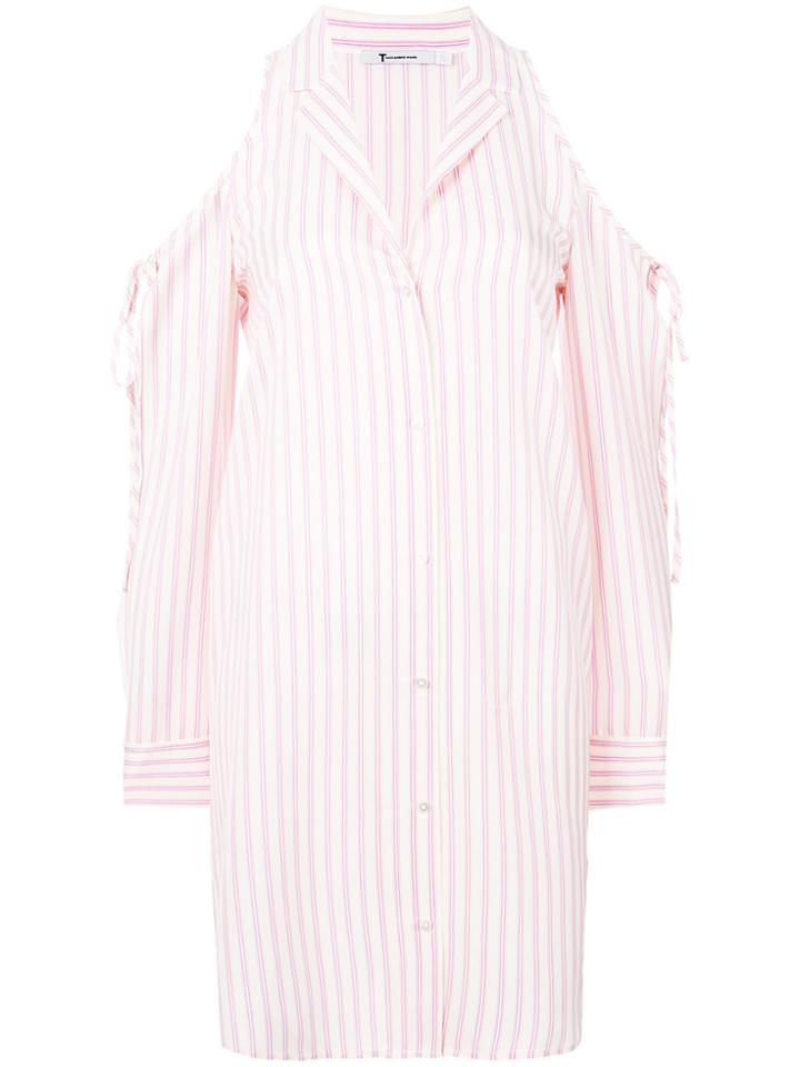 T By Alexander Wang Striped Shirt Dress - Pink & Purple