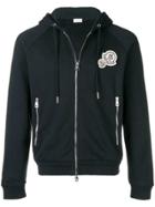 Moncler Patch Embellished Zipped Hoodie - Blue