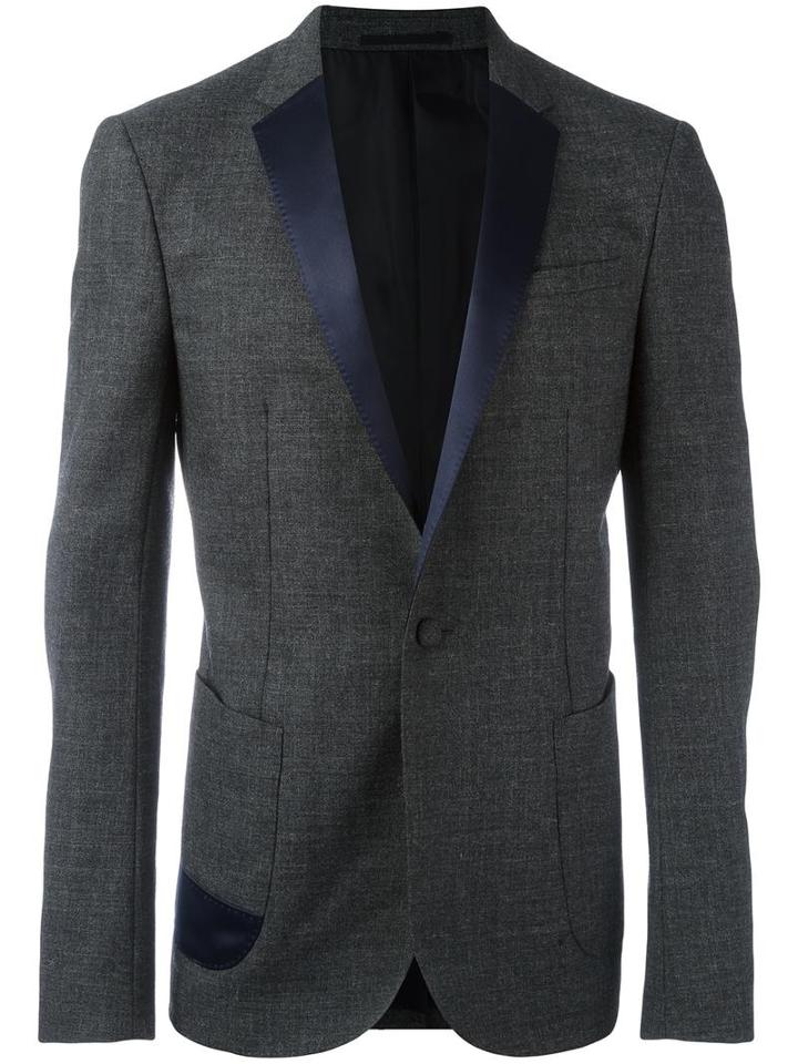 Kolor Contrast Lapel Blazer, Men's, Size: 4, Grey, Cupro/wool
