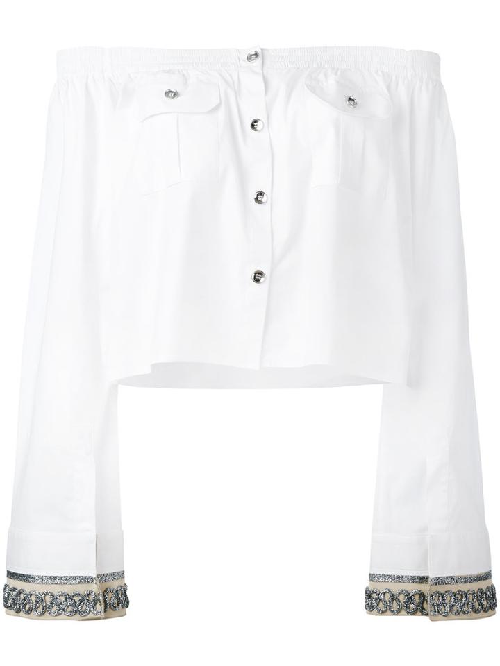 Aviù - Off Shoulder Shirt - Women - Cotton/polyamide/polyester - 40, White, Cotton/polyamide/polyester