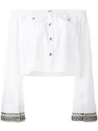 Aviù - Off Shoulder Shirt - Women - Cotton/polyamide/polyester - 40, White, Cotton/polyamide/polyester