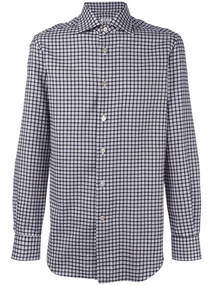 Kiton Checked Shirt, Men's, Size: 41, Black, Cotton