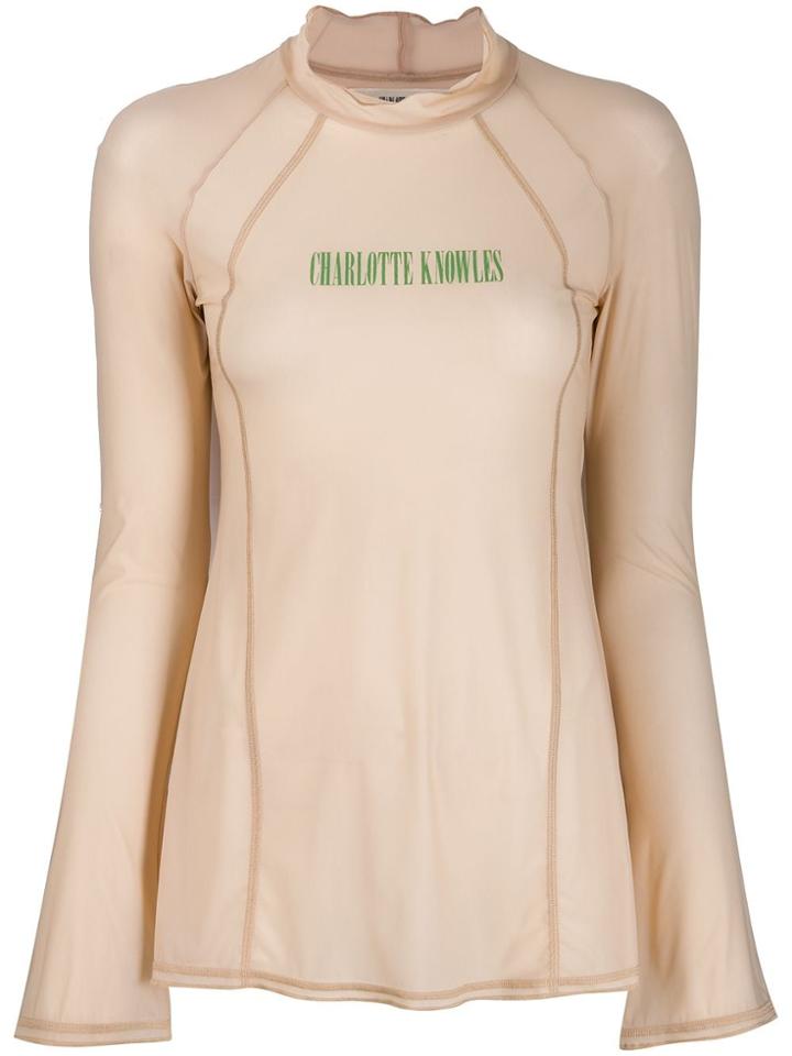 Charlotte Knowles Truss Semi-sheer Top - Neutrals