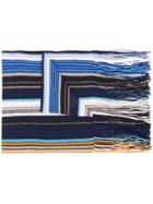 M Missoni Striped Knitted Scarf - Blue