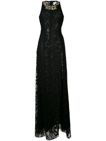 Stefano De Lellis - Embellished Lace Maxi Dress - Women - Polyester - 40, Black, Polyester