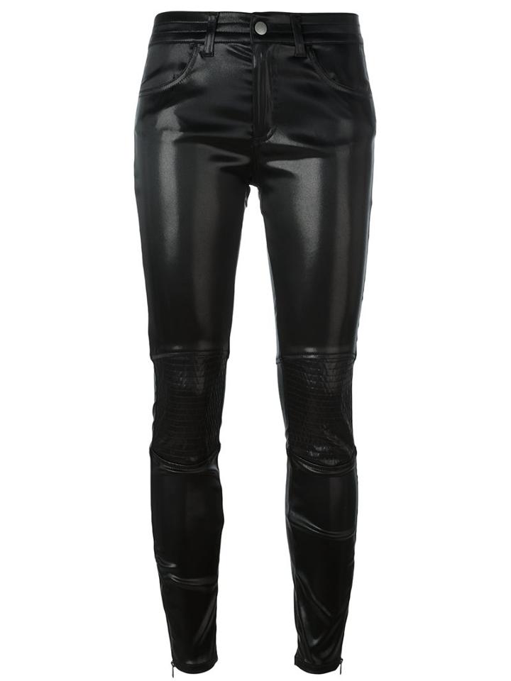Giamba Leather-effect Skinny Trousers, Women's, Size: 44, Black, Acetate/polyamide/spandex/elastane