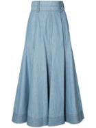 Gabriela Hearst - Flared Chambray Skirt - Women - Cotton - 36, Blue, Cotton