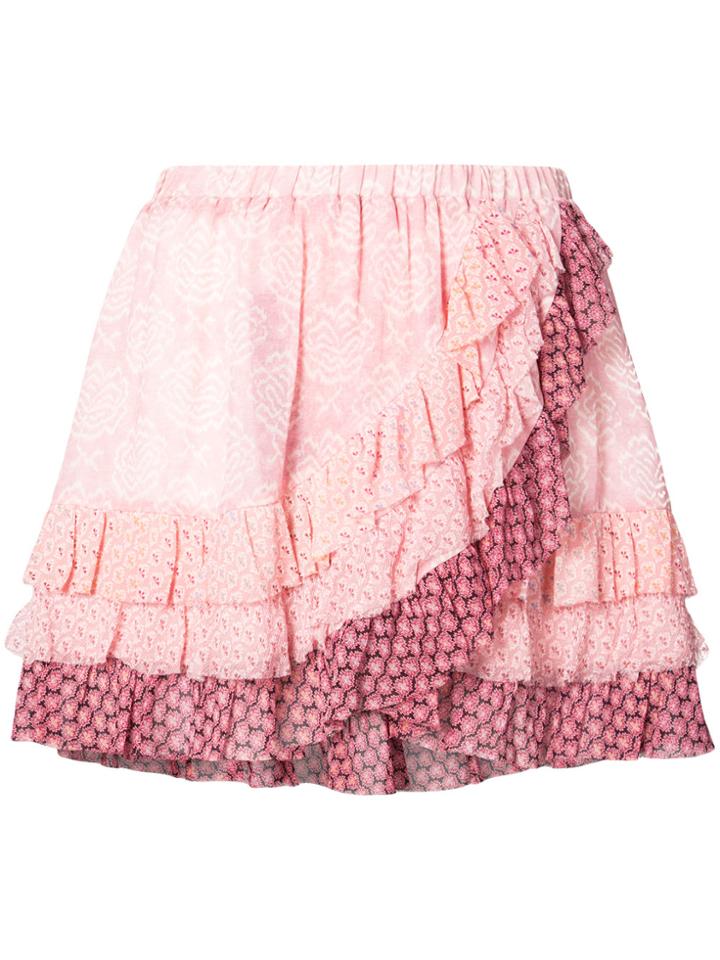 Love Shack Fancy Ruffled Mini Skirt - Pink & Purple