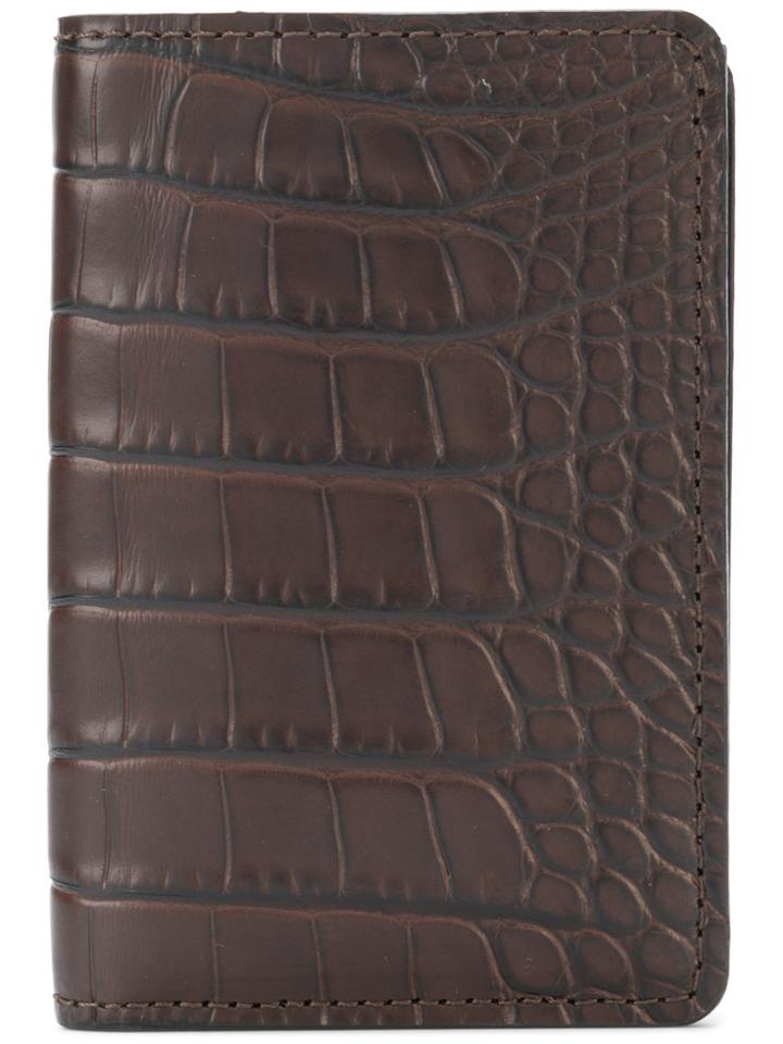 Pineider Crocodile Effect Billfold Wallet - Brown