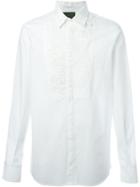 Amen Flower Embroidered Bib Shirt, Men's, Size: 48, White, Cotton