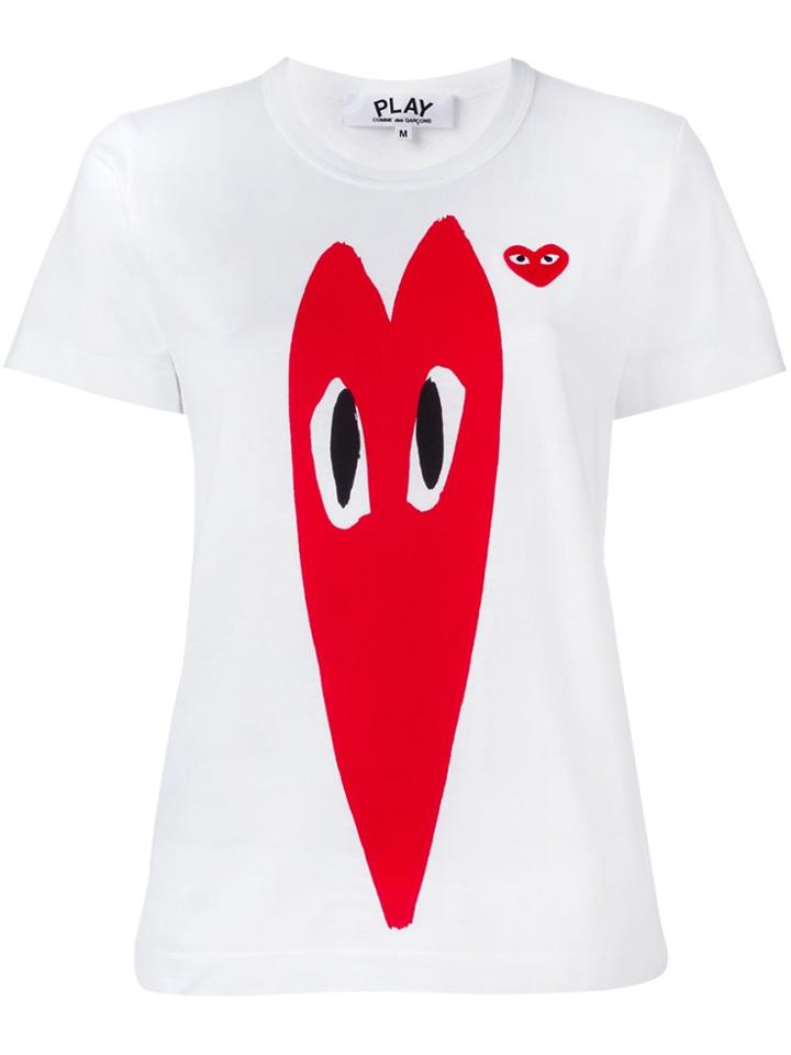 Comme Des Garçons Play Stretch Logo Print T-shirt - White