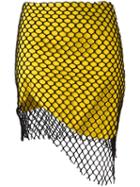 Marques'almeida Mesh Overlay Asymmetric Skirt, Women's, Size: 8, Yellow/orange, Cotton/virgin Wool