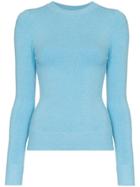 Joostricot Ribbed Hem Knitted Cotton Silk Blend Jumper - Blue