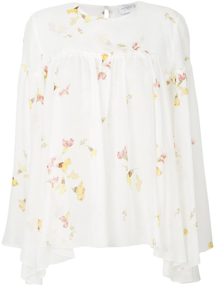 Giambattista Valli Floral Print Flared Blouse - White