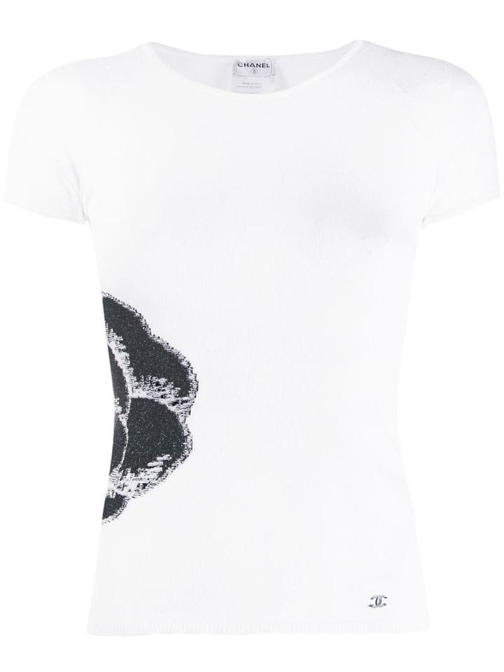 Chanel Pre-owned 2004's Camellia Flower Intarsia T-shirt - White