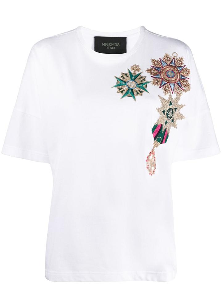 Mr & Mrs Italy Embroidered T-shirt - White