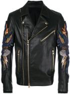 Balmain Snake Embellished Leather Jacket - Black