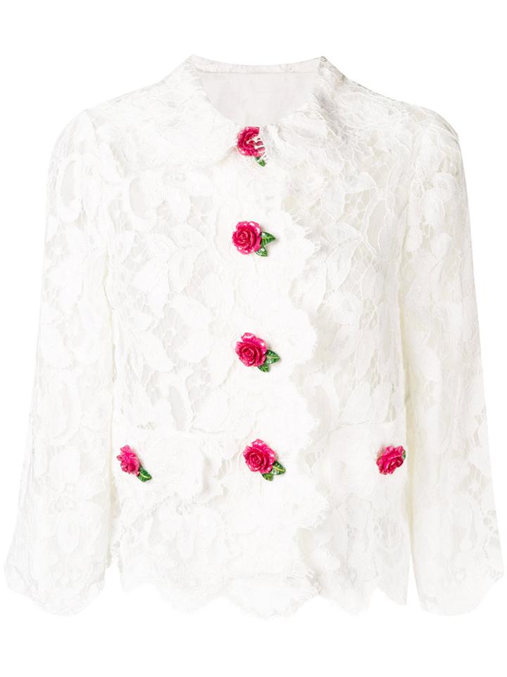 Dolce & Gabbana Cropped Lace Jacket - White