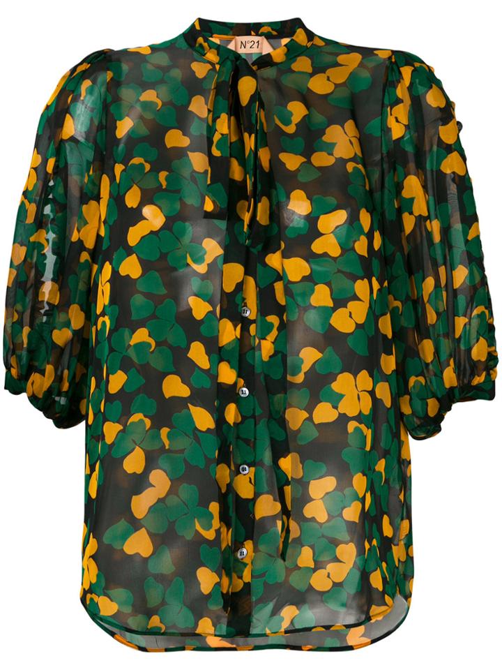 Alberta Ferretti Long Sleeved Printed Blouse - Black