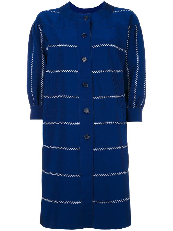 Rossella Jardini Stitching Detail Coat, Size: 44, Blue, Cotton/viscose