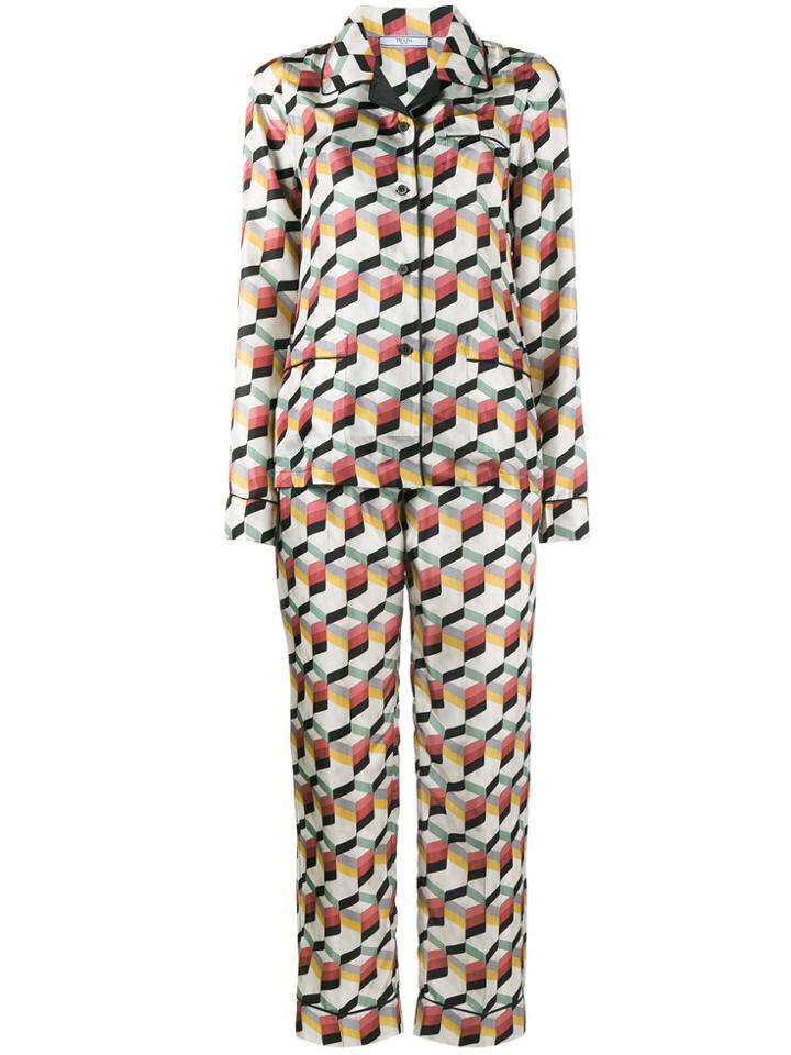 Prada Geometric Print Two Piece - Multicolour