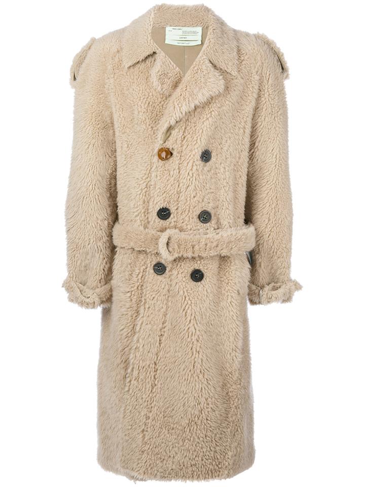 Off-white Art Dad Oversized Coat - Nude & Neutrals