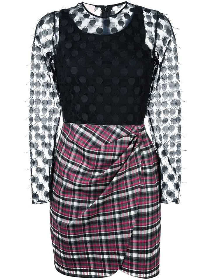 Giamba Checked Sheer Longsleeved Dress - Black