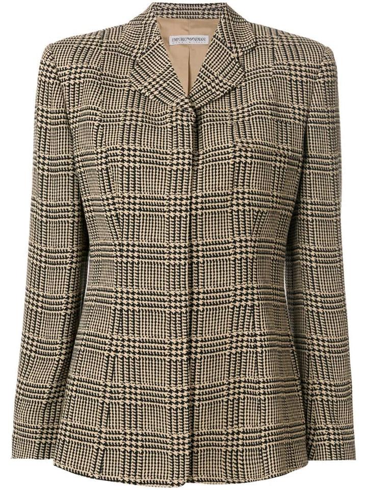 Giorgio Armani Pre-owned Hounstooth Check Slim Blazer - Brown