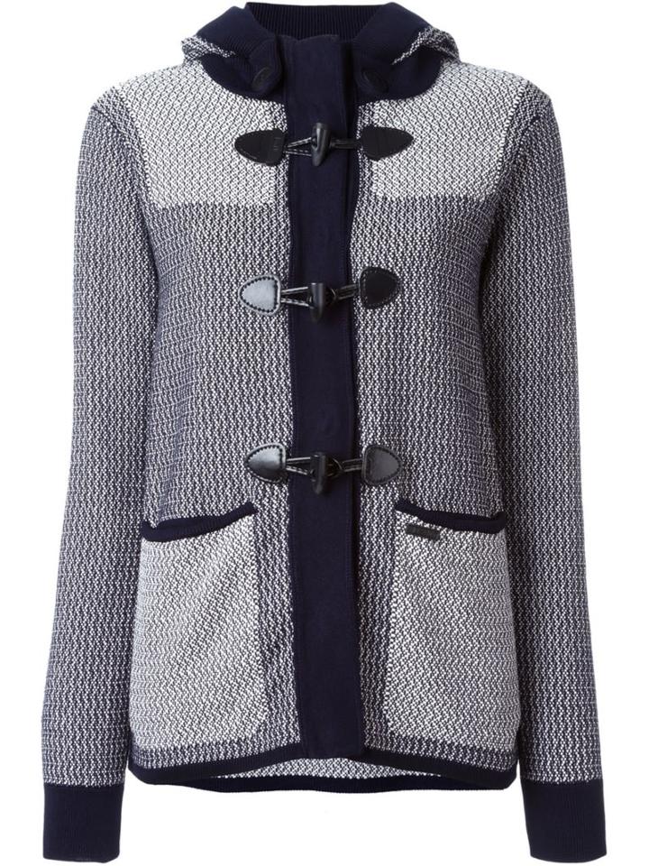 Bark Knit Hooded Short Coat, Women's, Size: S, Blue, Cotton/nylon