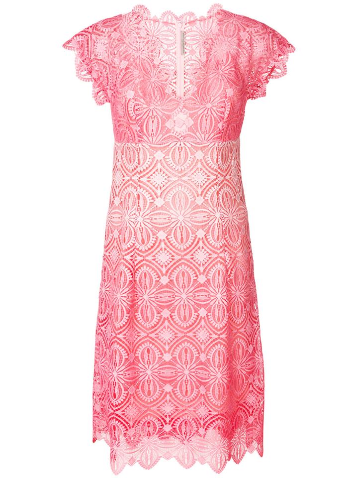 Ermanno Scervino Embroidered Shift Midi Dress - Pink & Purple