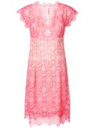 Ermanno Scervino Embroidered Shift Midi Dress - Pink & Purple