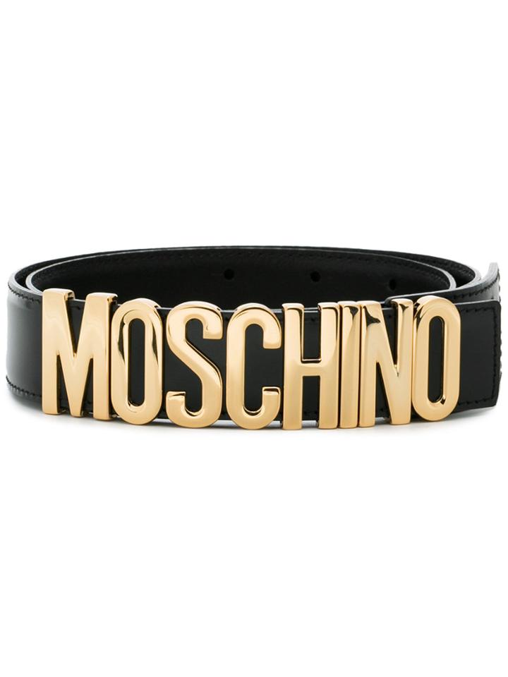 Moschino Leather Moschino Logo Belt - Black