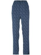 Woolrich Printed Straight Trousers, Women's, Size: Small, Blue, Viscose