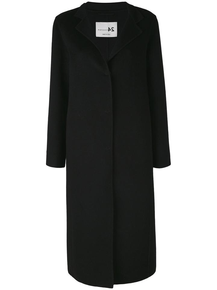 Midi Buttoned Coat - Women - Cashmere/wool - 42, Black, Cashmere/wool, Manzoni 24