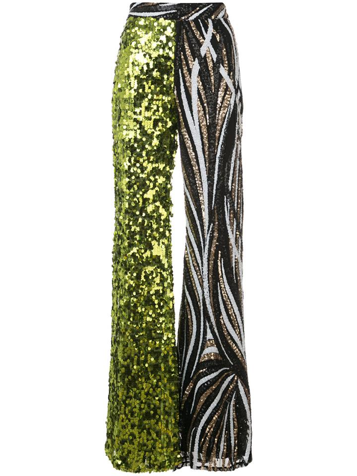 Halpern Sequinned Flared Trousers - Green
