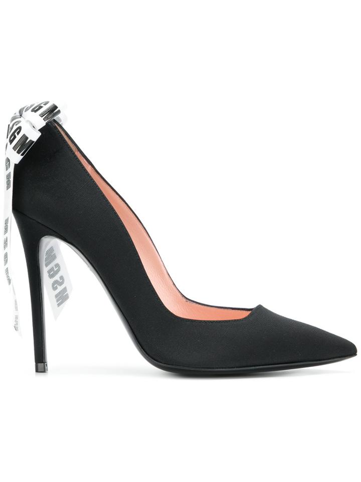 Msgm Branded Bow Pumps - Black