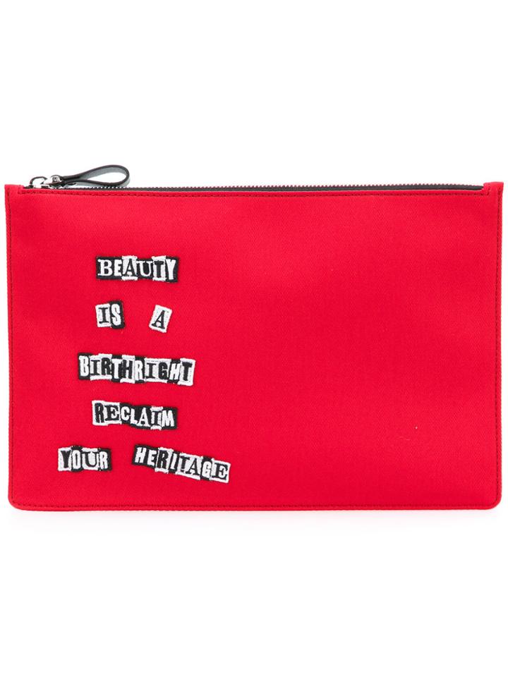 Valentino Valentino Garavani Appliquéd Clutch - Red