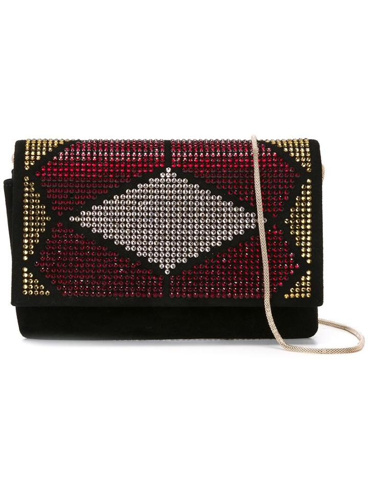 Giorgio Armani Embellished Clutch, Women's, Black, Suede/glass