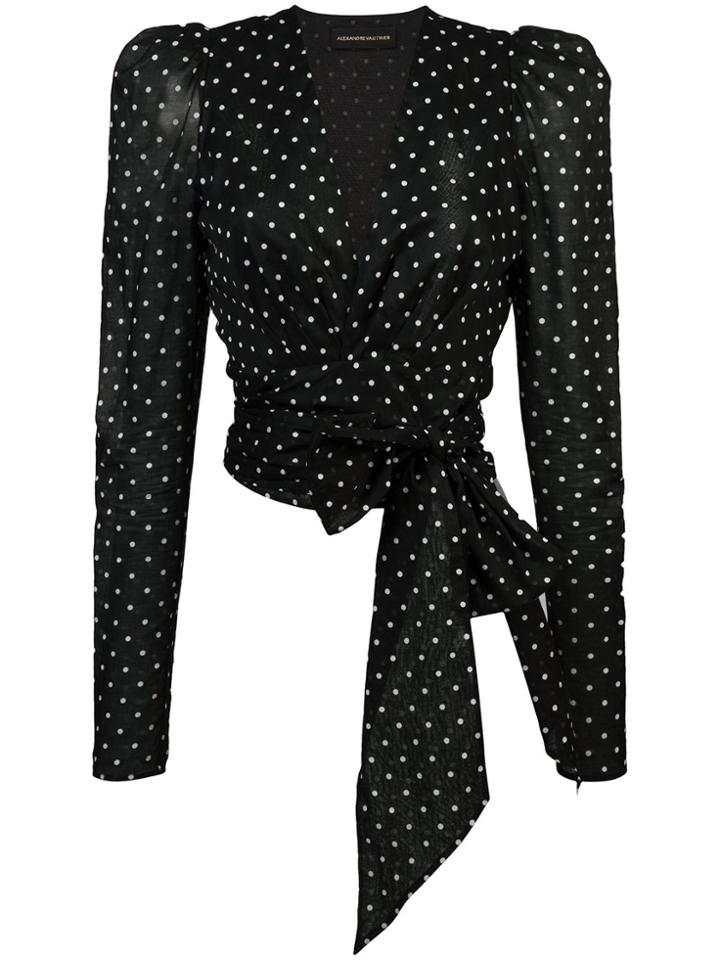 Alexandre Vauthier Polka Dot Wrap Blouse - Black