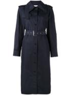 Céline Trench Coat, Women's, Size: 42, Blue, Silk/cotton