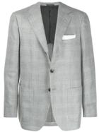 Kiton Tartan Pattern Blazer - Grey