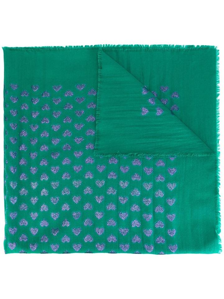 Gucci Heart Jacquard Shawl, Women's, Green, Wool/silk/viscose/metallic Fibre
