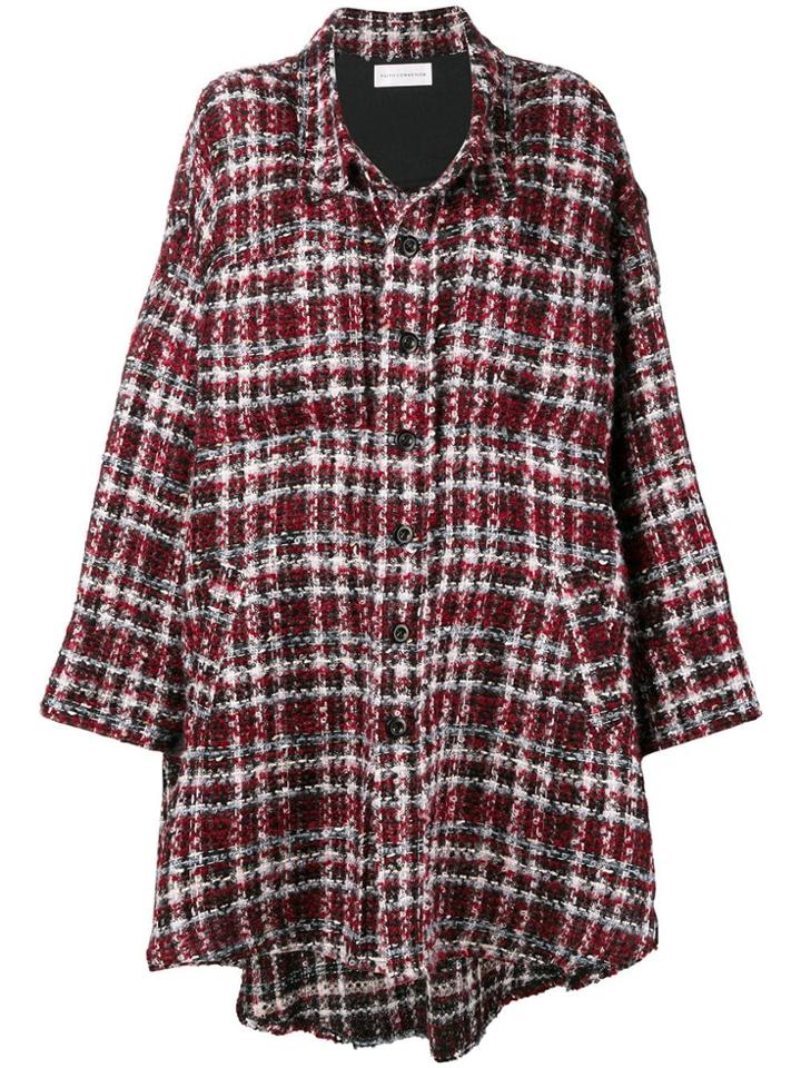 Faith Connexion Irregular Hem Tweed Coat - Red