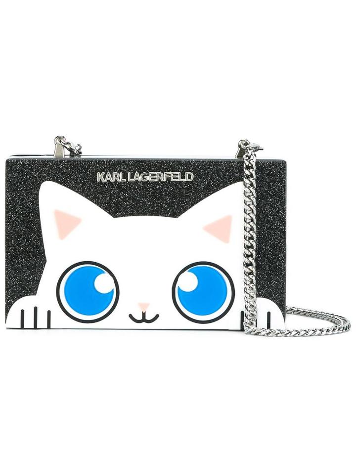 Karl Lagerfeld Cat Print Small Clutch, Women's, Black