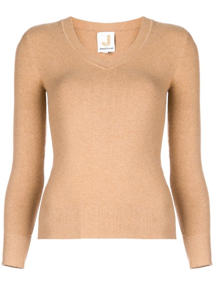 Joostricot V-neck Knit Top - Brown