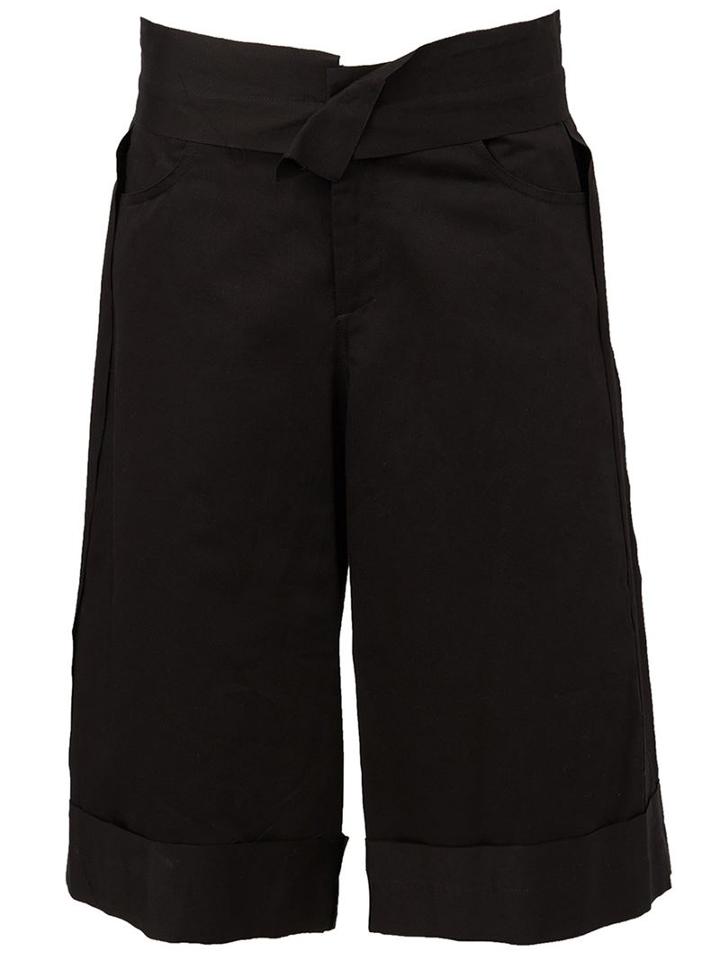 Yang Li Wide Leg Shorts, Men's, Size: 48, Black, Linen/flax/cotton